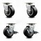 Service Caster 4 Inch Rubber on Aluminum Swivel Caster Set with Roller Bearings 2 Brakes SCC-20S420-RAR-2-TLB-2 - alternate 1